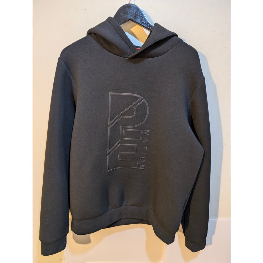 PE Nation Pip Edwards Scuba Rubber Text Black Oversized Athleisure Hoodie Sz S
